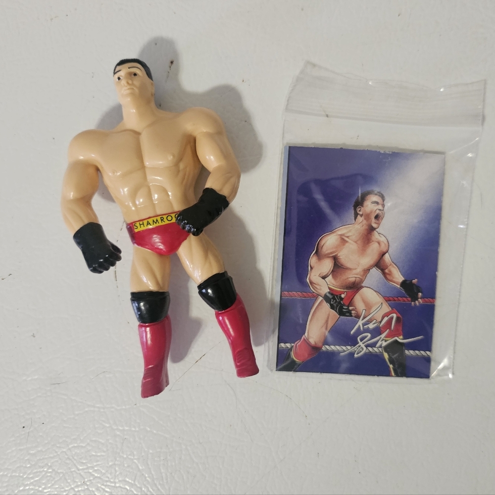1997 Just Toys Bendems Ser 7 : Ken Shamrock Action Figure WCW WWF with Card